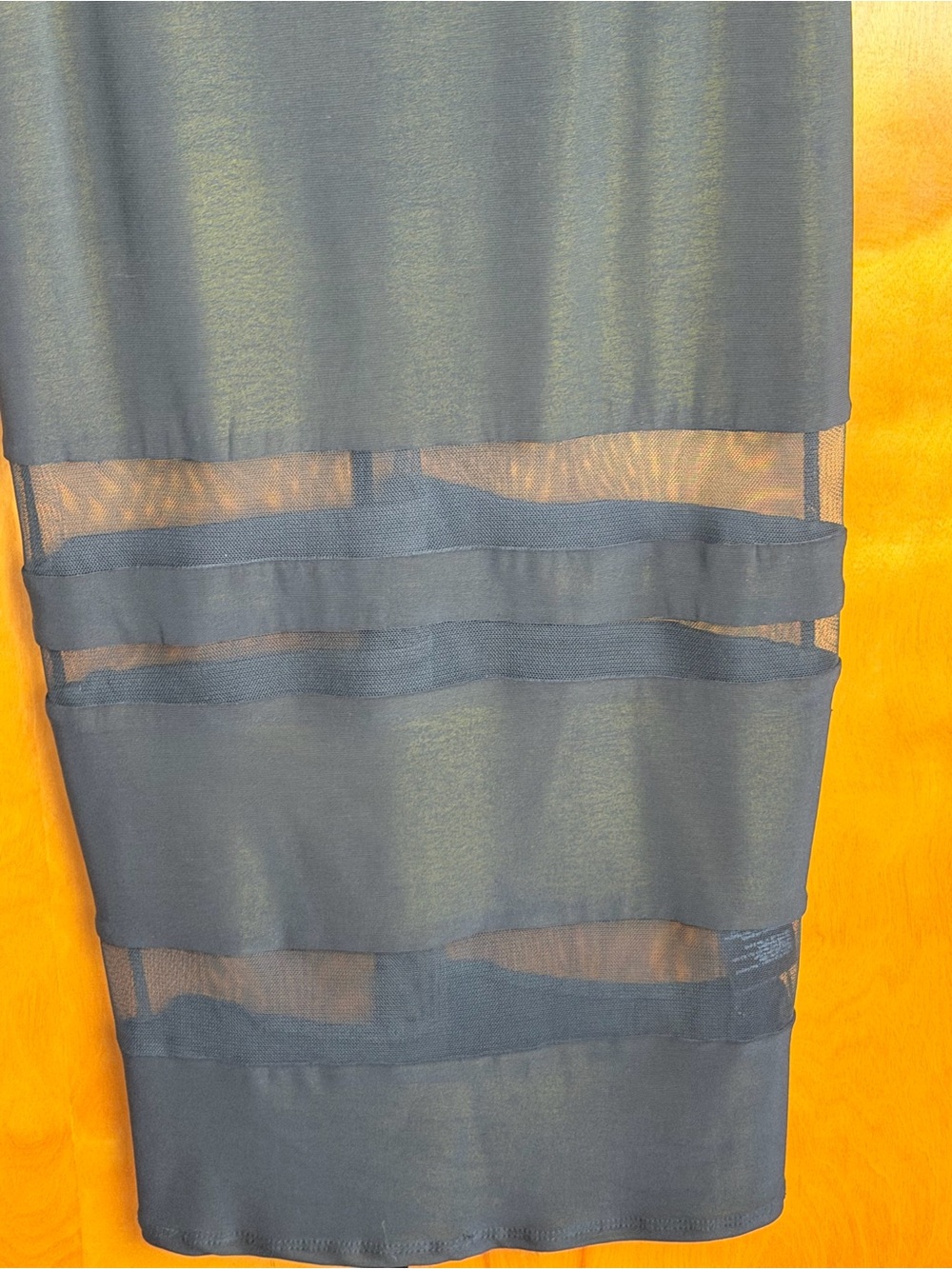 Vintage Y2K Bebe Black Long Sleeve Bodycon Dress with Sheer Panels - Picture 3 of 6